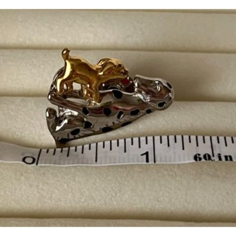 Vintage Avon Dog Brooch Two-Tone Pin Sitting Puppy Gold Accent - Picture 9 of 9